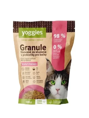 YOGGIES s kuřecím masem, lisované za studena s probiotiky 1,2 kg Op = Op