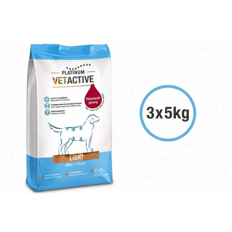 Alleen Vandaag PLATINUM VetActive Light 15 kg Dietní poloměkké granule pro psy UPejska.cz
