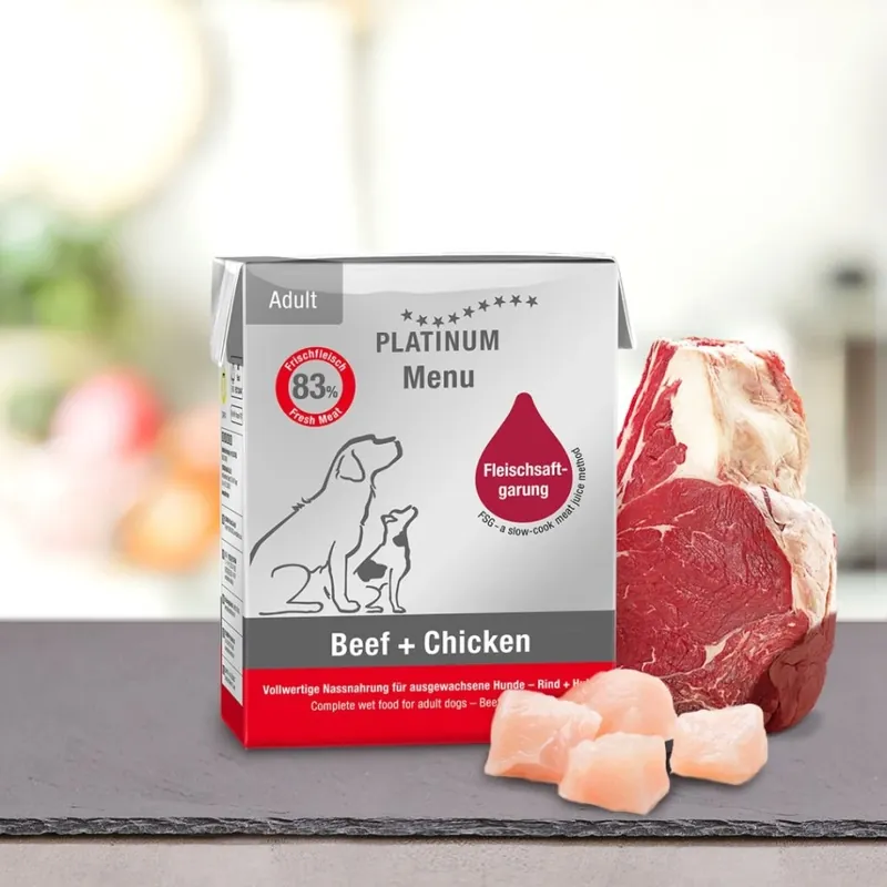 Lage Prijs Platinum Natural Menu Hovězí + Kuře 375g