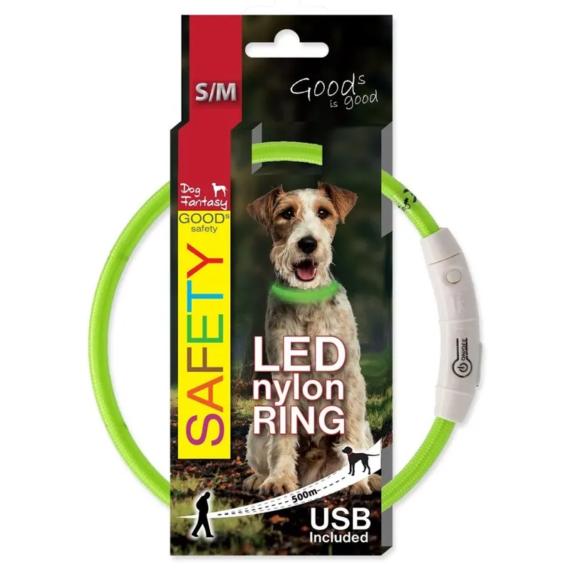 Snelle Levering Obojek DOG FANTASY světelný USB 45 cm – Svítící obojek pro psy Upejska.cz