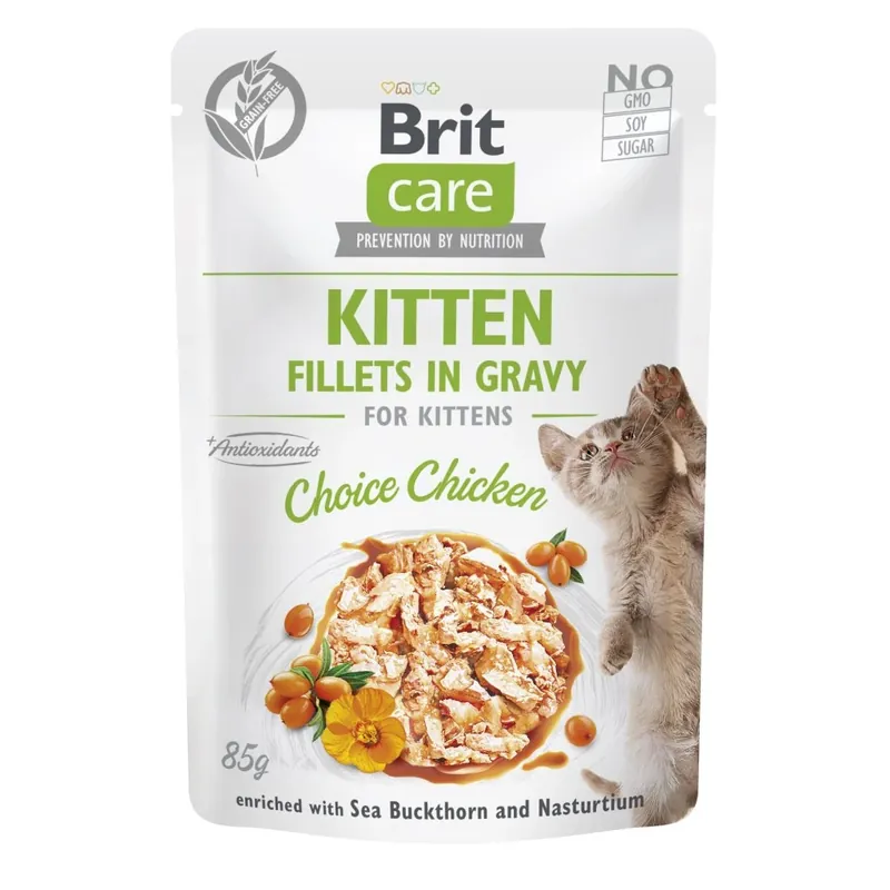 Seizoensaanbieding BRIT Care Cat Fillets in Gravy Kitten Choi.Chicken 85g