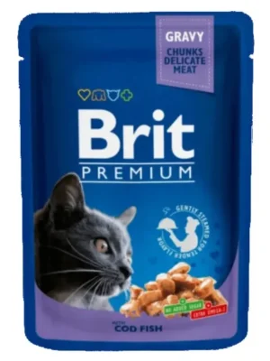 Brit Premium Cat 100 g kapsička - s treskou v omáčce Goedkoop