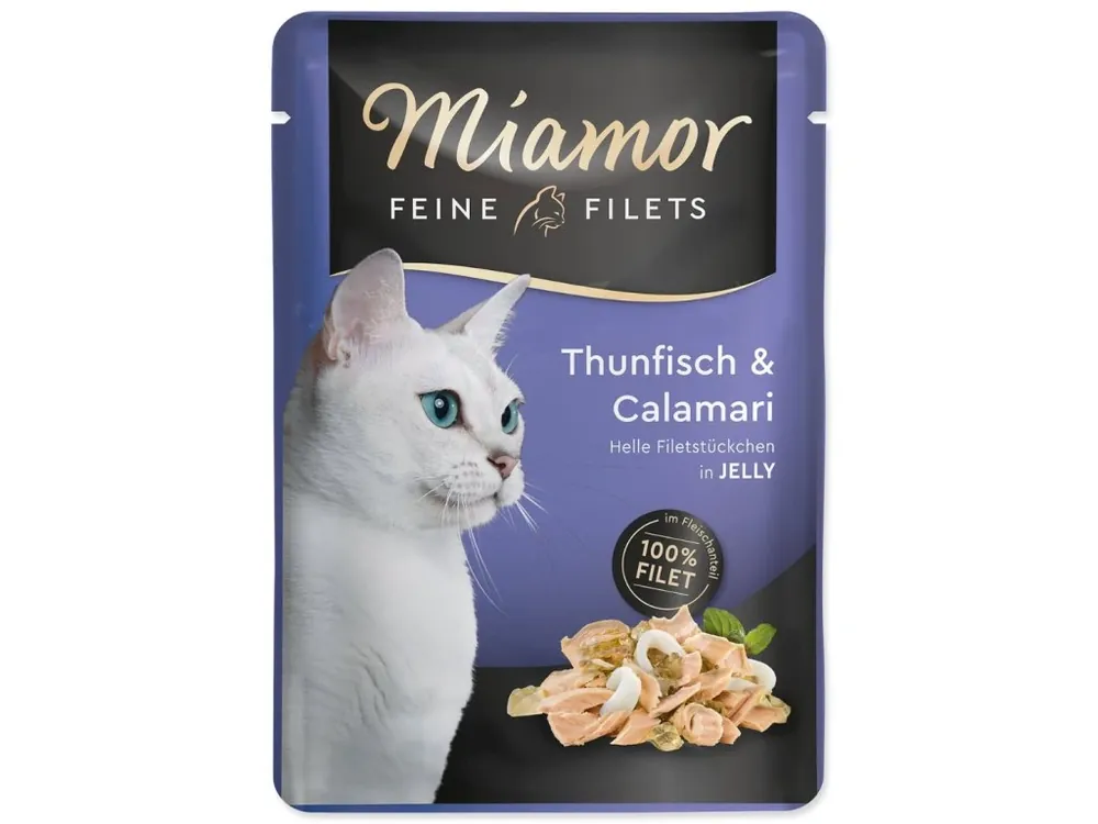 Miamor Cat Feine Filets kapsička 100 g - tuňák + kalamáry v želé Direct Beschikbaar