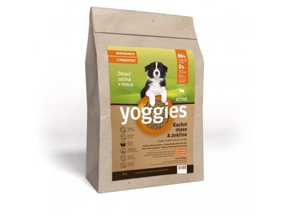 Yoggies Mini Active Kachna a zvěřina - granule lisované za studena Nu Kopen