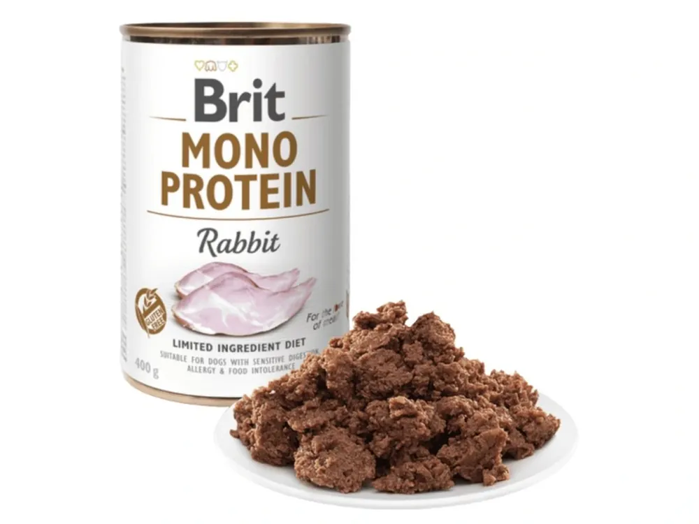 Laatste Versie Brit Dog Mono Protein konzerva 400 g - králík