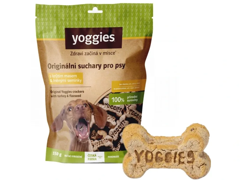 Yoggies bezlepkové suchary s krůtím masem - 150 g Beperkt Aanbod