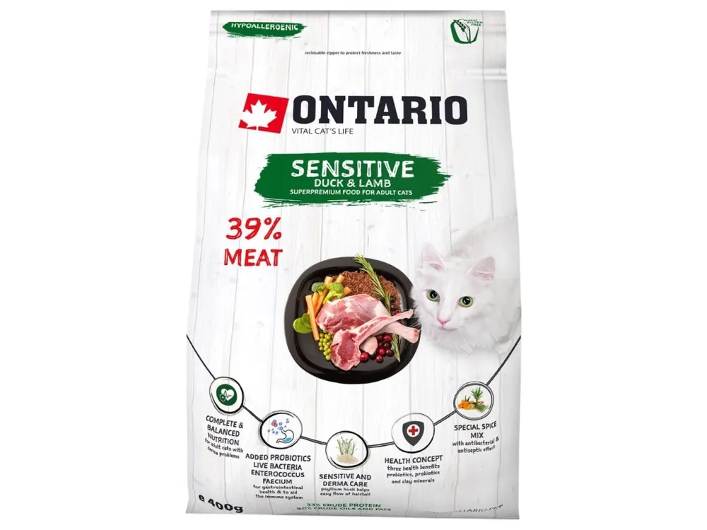 Lage Kosten Ontario Cat Sensitive / Derma - pro kočky s citlivým zažíváním