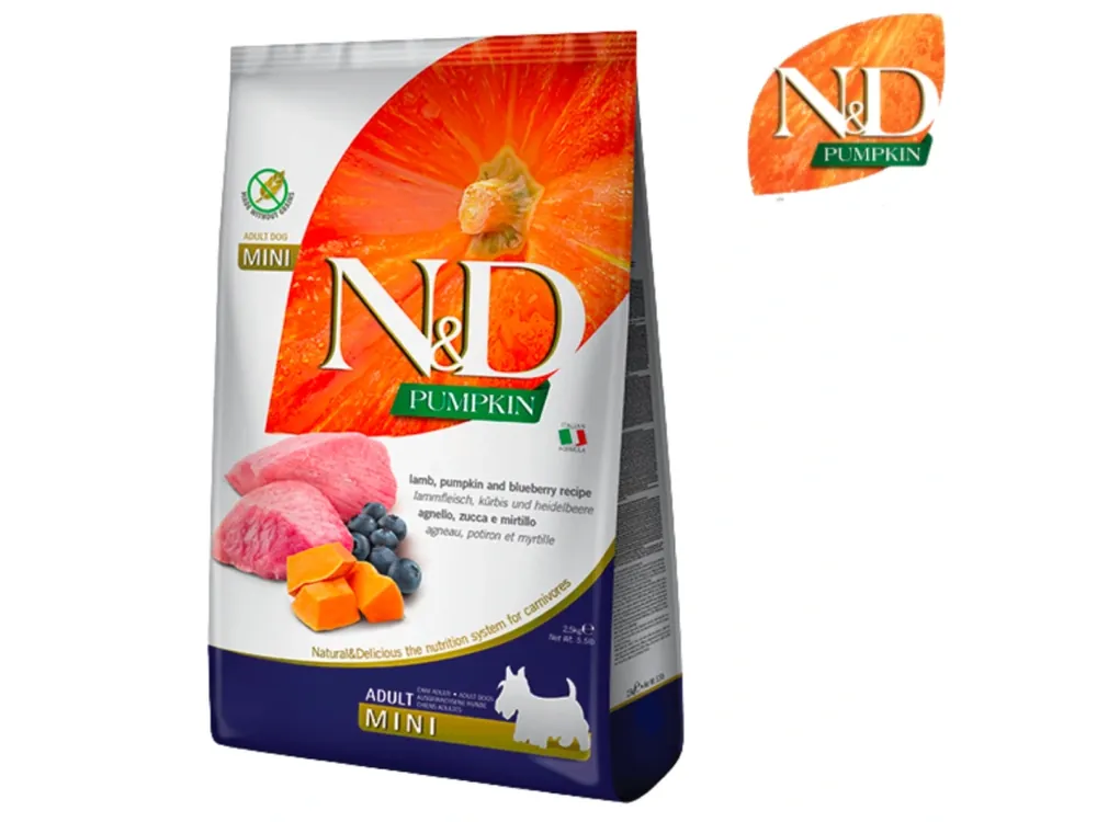 Must-Have N&D PUMPKIN Dog Adult Mini Lamb&Blueberry (jehněčí, dýně a borůvky)