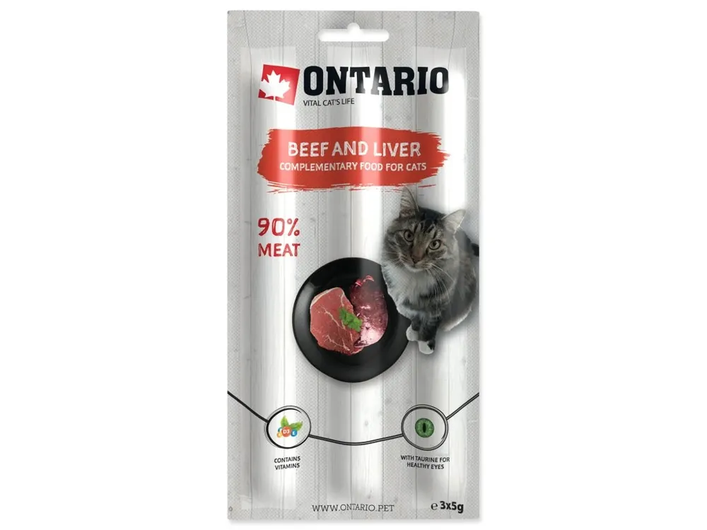 Ontario Cat Stick Beef & Liver - 3 x 5 g Korting