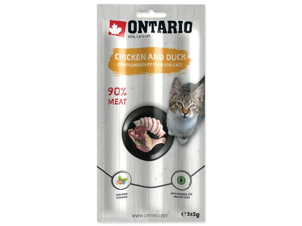 Aanbieding Ontario Cat Stick Chicken & Duck - 3 x 5 g