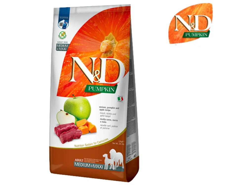 N&D PUMPKIN Dog Adult Medium/Maxi Venison&Apple (zvěřina, dýně a jablko) - 12 kg Goedkoop