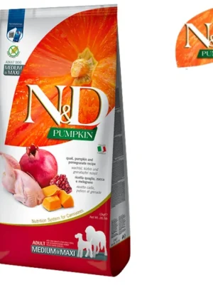 Aanbieding N&D GF PUMPKIN Dog Adult Medium/Maxi Quail&Pomegranate (křepelka, dýně a granátové jablíčko) - 12 kg