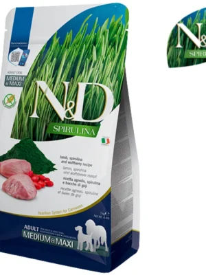 Hete Deal N&D SPIRULINA Adult Medium/Maxi Lamb, Spirulina, Wolfberry (jehně, spirulina)