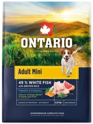 Gereduceerde Prijs Ontario Adult Mini Fish & Brown Rice - s bílou rybou a hnědou rýží