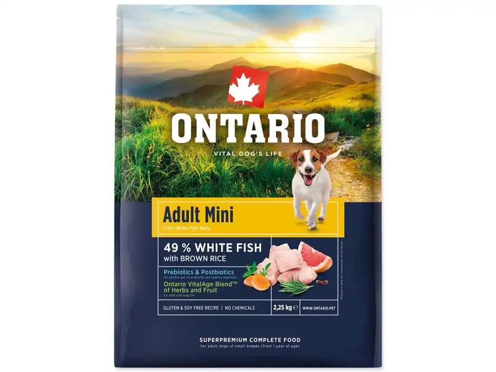 Gereduceerde Prijs Ontario Adult Mini Fish & Brown Rice - s bílou rybou a hnědou rýží