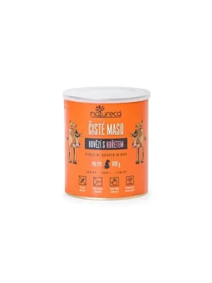 Lage Kosten NATURECA konz. hovězí s kuřetem pro psy 800g