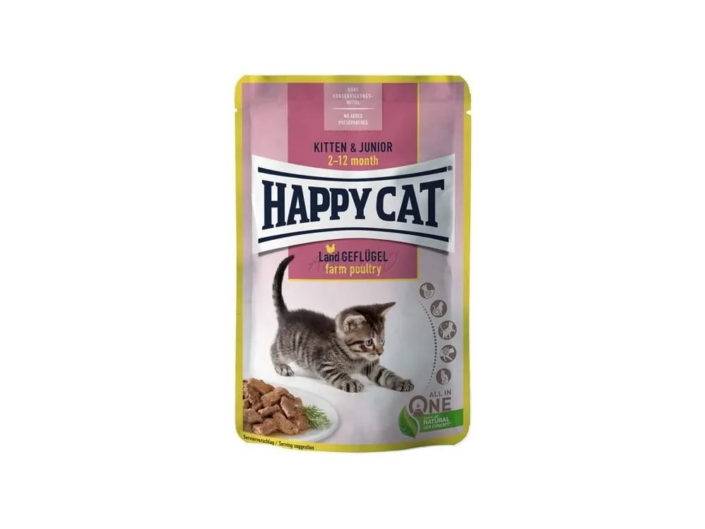 Premium Happy Cat Meat In Sauce Kitten & Junior Land Geflügel 85 g