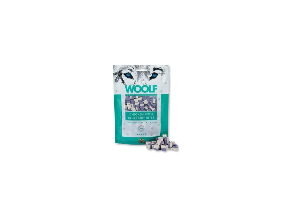 Flitsaanbieding WOOLF pochoutka chicken with Blueberry bites 100g