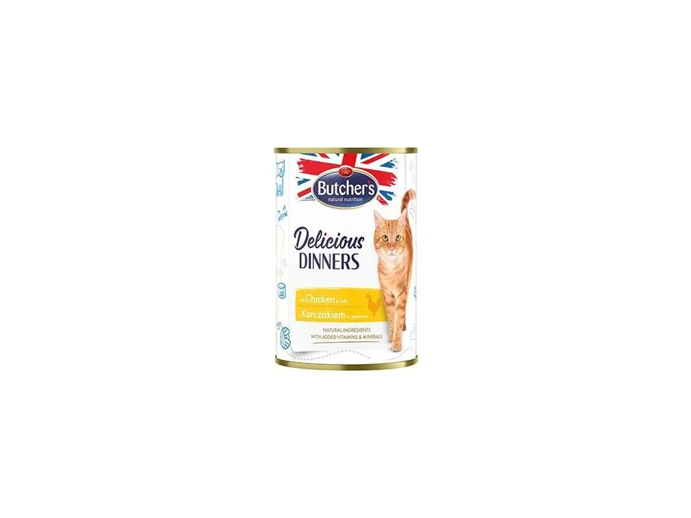 Butcher‘s Cat Delic.Dinners kuřecí v želé konz. 400g Laatste Kans