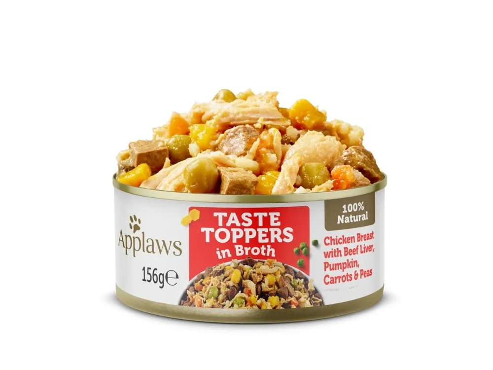 Koopje Applaws konzerva Dog Taste Toppers Broth Kuře s játry 156g