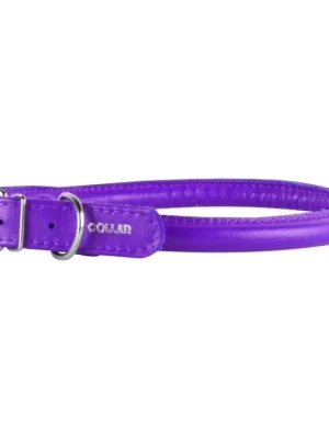 Betrouwbaar Obojek kožený Glamour Round - fialový (45-53cm/13mm)