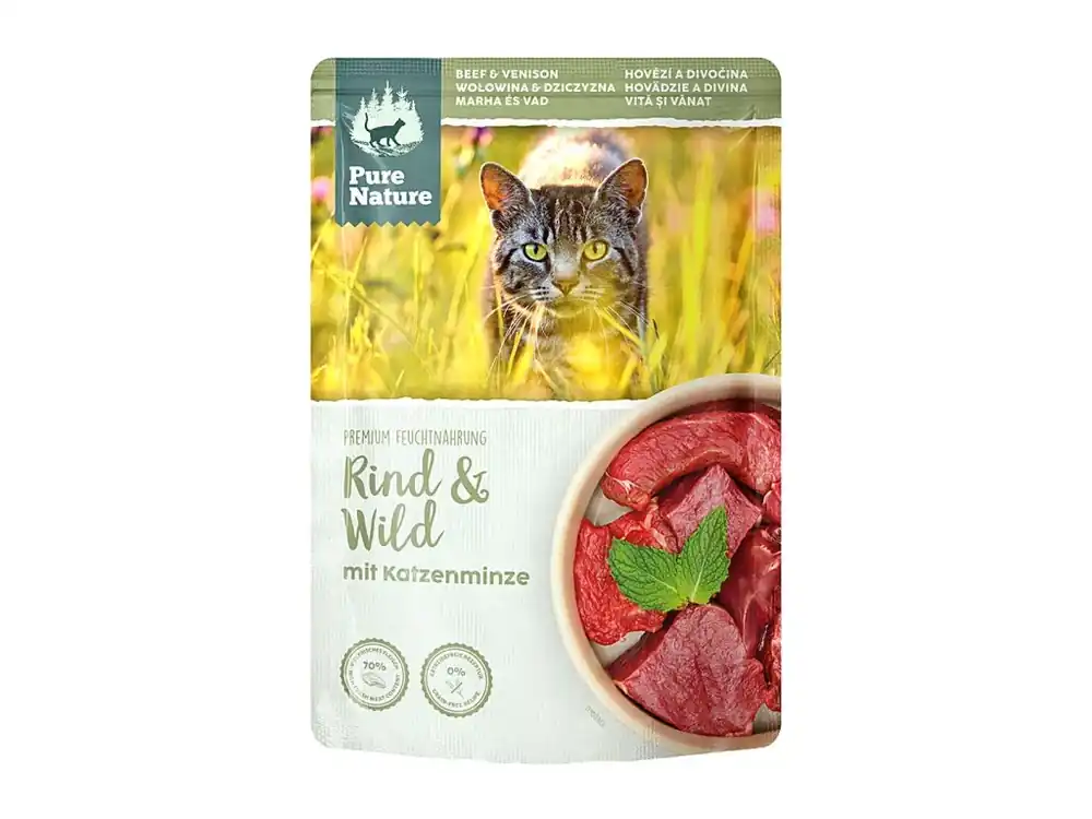 Beperkt Aanbod Pure Nature Cat Adult kapsička Hovězí a Zvěřina se šantou 85g