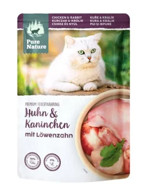 Hete Deal Pure Nature Cat Adult kapsička Kuře a Králík s pampeliškou 85g