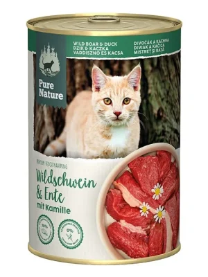 Pure Nature Cat Adult konzerva Divočák a Kachna s heřmánkem 400g Tijdelijk Beschikbaar