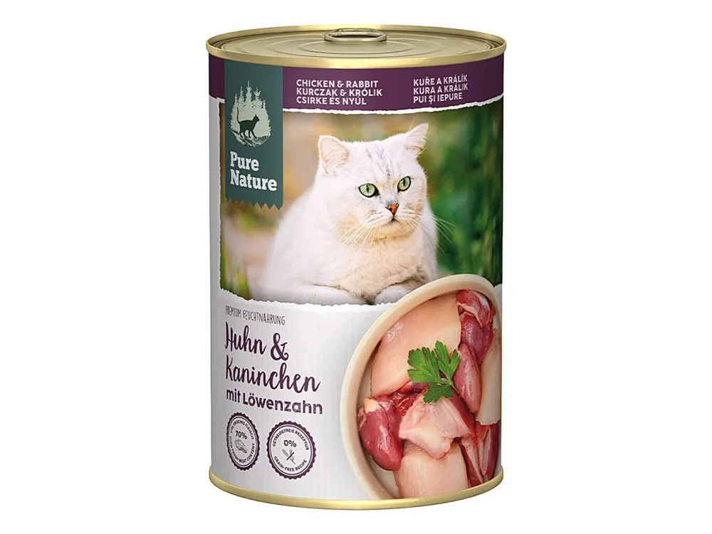Merkproduct Pure Nature Cat Adult konzerva Kuře a Králík s pampeliškou 400g