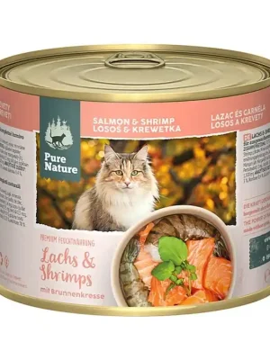 Pure Nature Cat Adult konzerva Losos a Krevety s řeřichou 190g Actieprijs