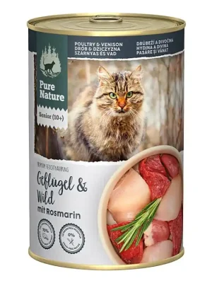 Pure Nature Cat Senior konzerva Drůbeží a Zvěřina s rozmarýnem 400g Speciale Aanbieding