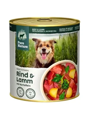 Exclusieve Aanbieding Pure Nature Dog Adult konzerva Hovězí a Jehněčí 800g