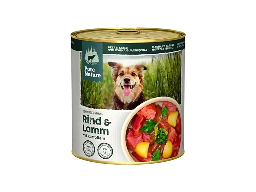 Exclusieve Aanbieding Pure Nature Dog Adult konzerva Hovězí a Jehněčí 800g