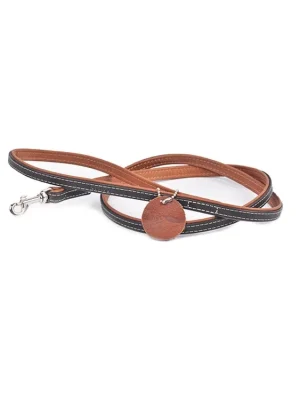 Nu Kopen Vodítko kožené Soft černé/hnědé (122cm/1,3cm)