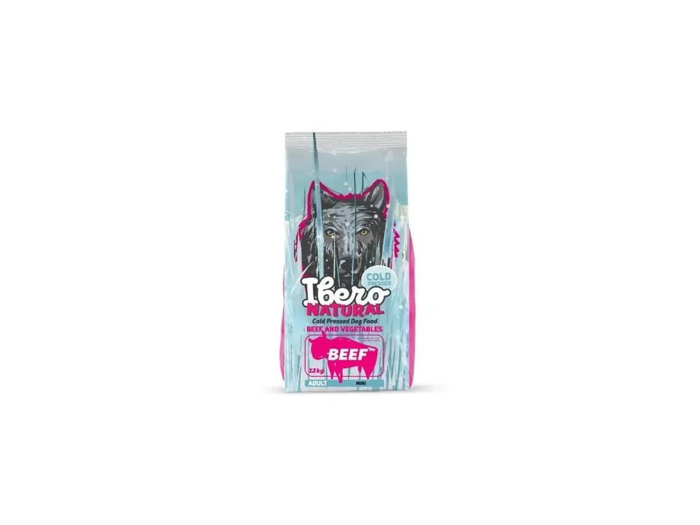 Beperkte Voorraad Ibero Cold Pressed Dog Adult Mini Beef 12 kg