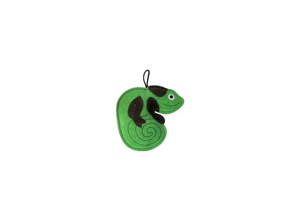 Direct Beschikbaar Hračka pes LEATHER CHAMELEON kůže,zelená 16cm Kiwi