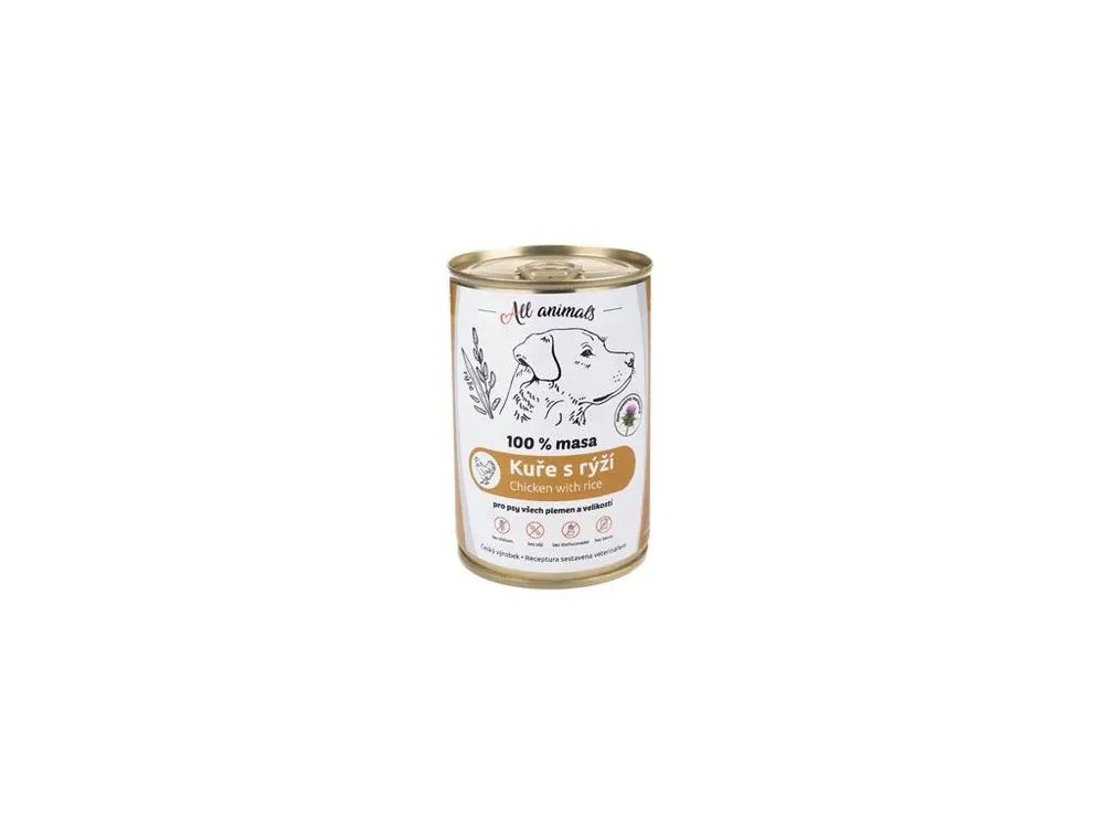 All Animals DOG kuřecí mleté s rýží 400g Tijdelijk Beschikbaar