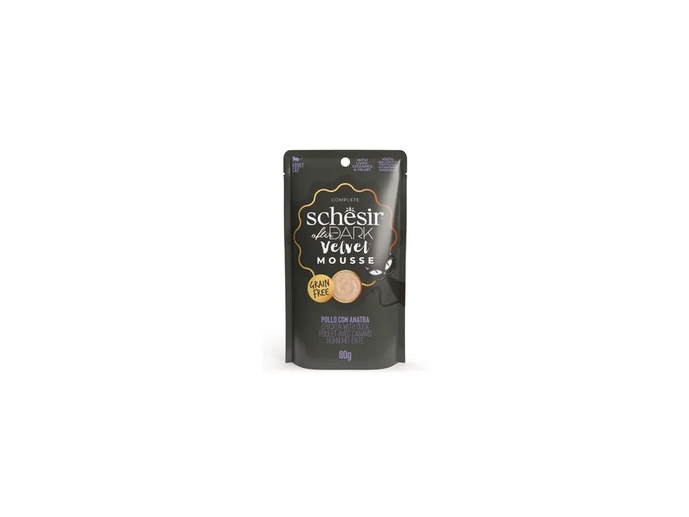 Schesir Cat kapsa After Dark Velv.Mousse kuře/kachn80g Hoge Kwaliteit