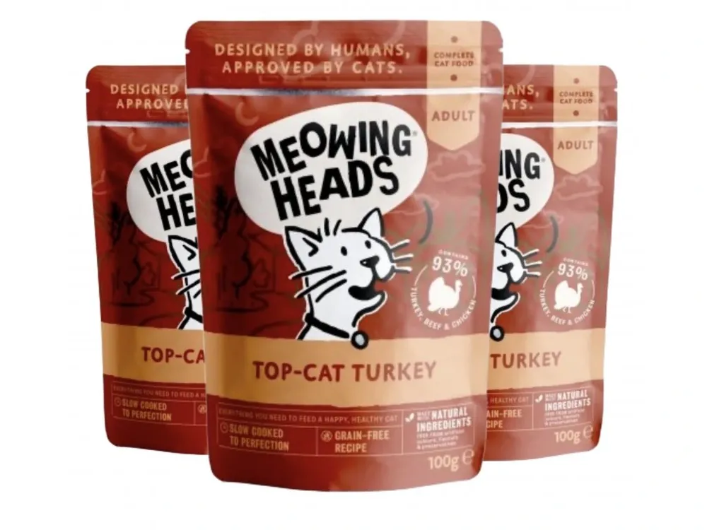 Flitsaanbieding MEOWING HEADS Top Cat Turkey kapsička 3x100g