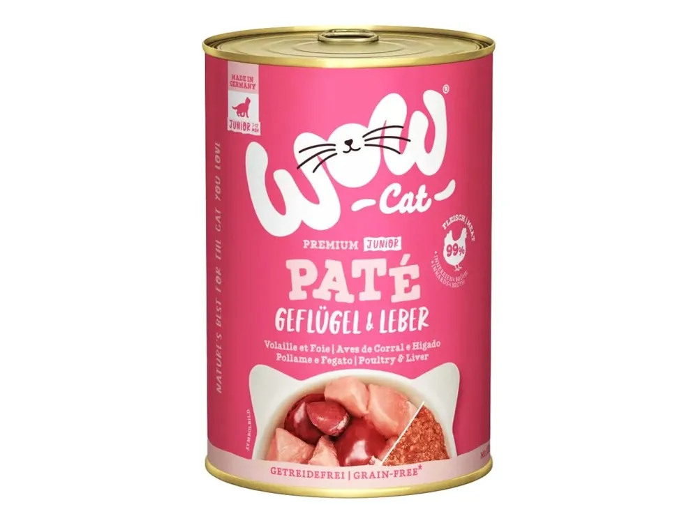 Snelle Levering WOW Cat konzerva Paté Drůbež s játry Kitten/Junior 400g