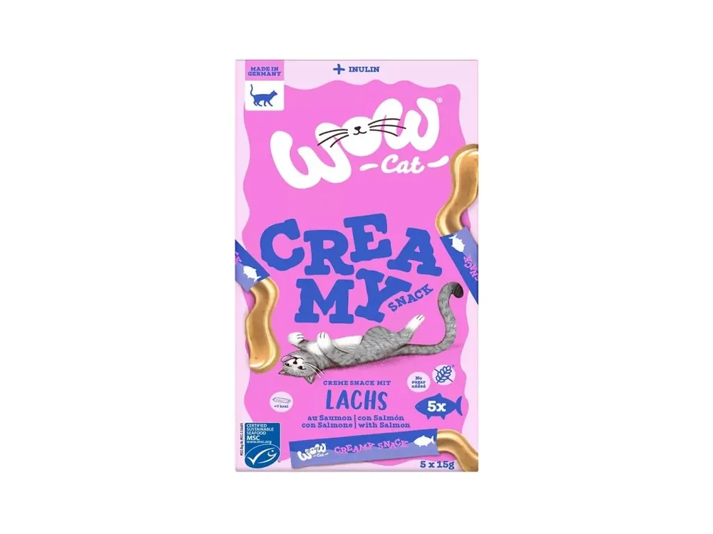 Direct Verzonden WOW Cat lízací pyré Creamy s lososem 5x15g
