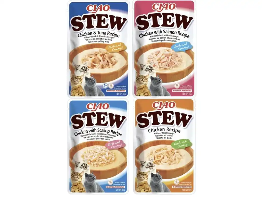 Snelle Levering 4x Churu Cat Stew Chicken Recipe 40g MIX