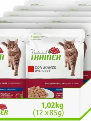 12x Kapsička Trainer Natural CAT AD. hovězí 85g Shop Nu