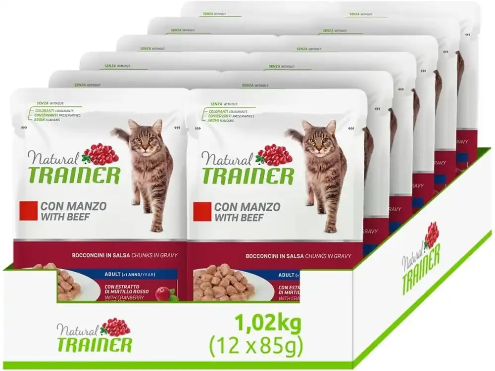 12x Kapsička Trainer Natural CAT AD. hovězí 85g Shop Nu