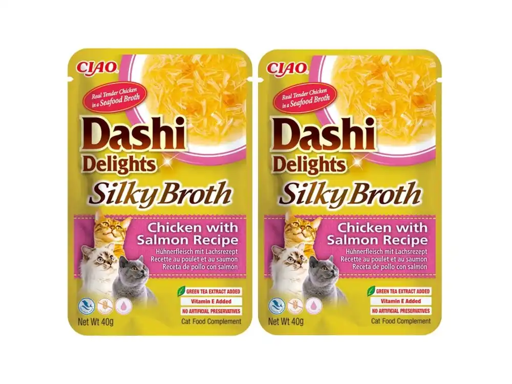 Churu Cat Dashi Delights Silky Broth Chick&Salmon 2x40g Express Levering