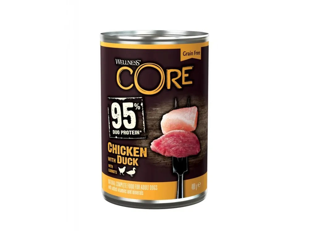 Wellness Core Dog 95% Protein Adult kuře, kachna a mrkev 400g Seizoensaanbieding