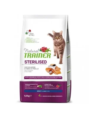 TRAINER Natural Cat STERILISED losos 1,5kg Goedkoop