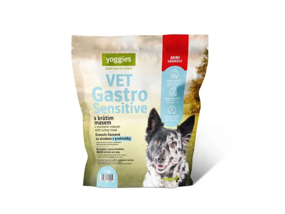 Hoge Kwaliteit Yoggies VET Gastro Sensitive s krůtím masem, minigranule lisované za studena s probiotiky 2kg