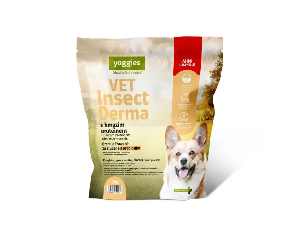 Yoggies VET Insect Derma s hmyzím proteinem, minigranule lisované za studena s probiotiky 2kg Must-Have