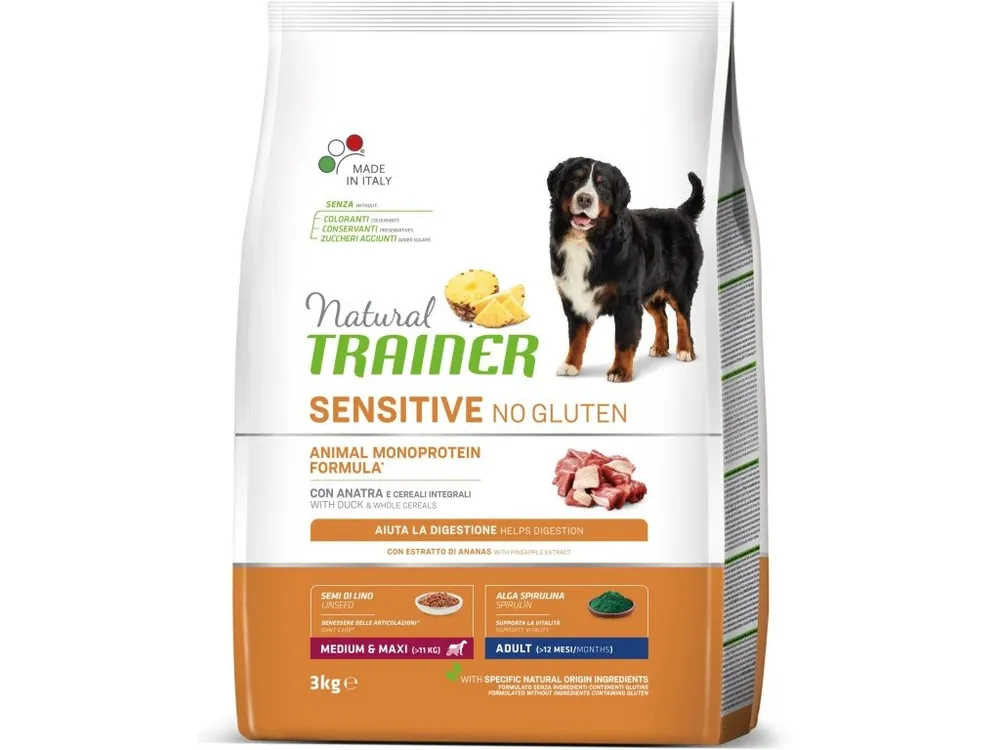 TRAINER Natural SENSITIVE No gluten Adult Medium/Maxi kachna 3kg Voordeelprijs